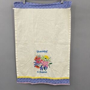 Divinity Boutique Thankful & Blessed Floral Embroidered‎ Cotton Tea Towel Pink